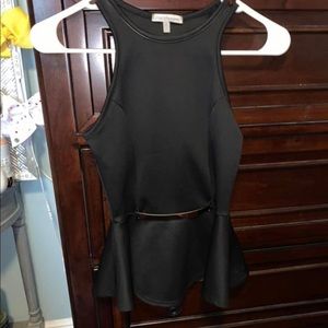 Black blouse with gold belt